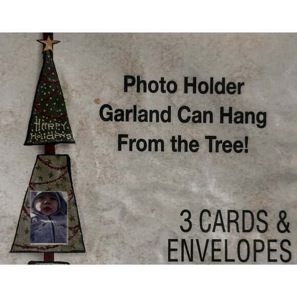 Photo Holder Garland 3 Cards Envelopes By American Greetings  Christmas Tree New - Picture 1 of 3